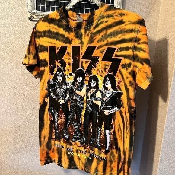 Kiss Tops - KISS End Of The Road World Tour Two-Sided Reverse Tie-Dye T-Shirt S